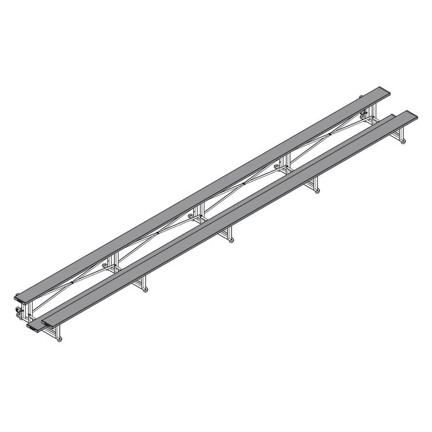 Jaypro Sports Bleacher - 2 Row - Tip & Roll, Single Foot Plank - 27' L, Powder Coated ( BLCH - 227TRGPC) - SchoolOutlet