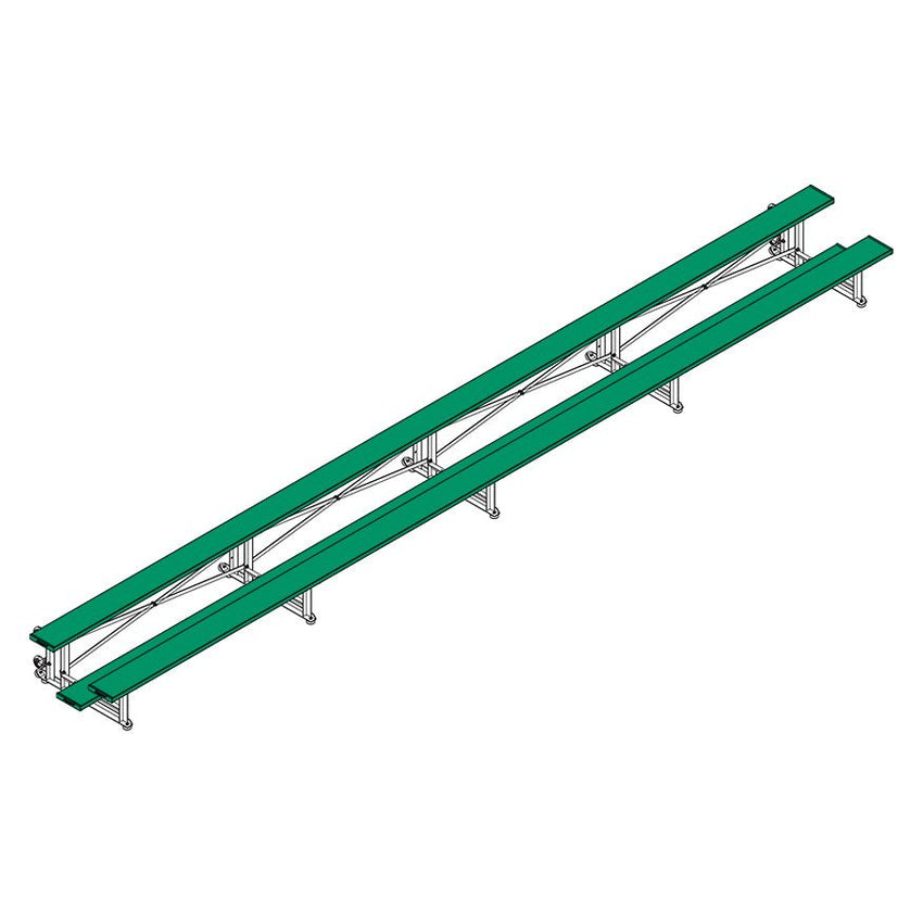 Jaypro Sports Bleacher - 2 Row - Tip & Roll, Single Foot Plank - 27' L, Powder Coated ( BLCH - 227TRGPC) - SchoolOutlet
