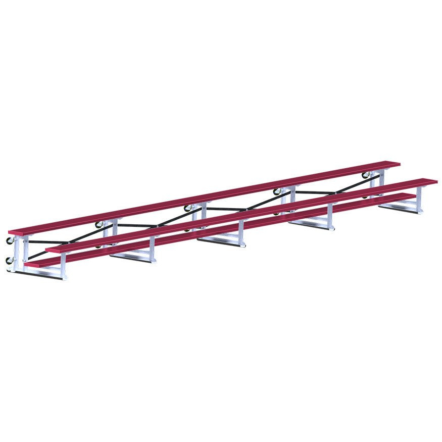 Jaypro Sports Bleacher - 2 Row - Tip & Roll, Single Foot Plank - 27' L, Powder Coated ( BLCH - 227TRGPC) - SchoolOutlet
