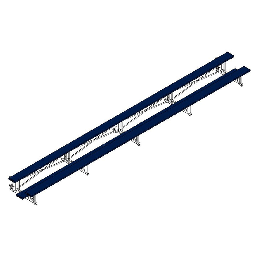Jaypro Sports Bleacher - 2 Row - Tip & Roll, Single Foot Plank - 27' L, Powder Coated ( BLCH - 227TRGPC) - SchoolOutlet
