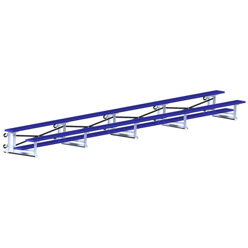 Jaypro Sports Bleacher - 2 Row - Tip & Roll, Single Foot Plank - 27' L, Powder Coated ( BLCH - 227TRGPC) - SchoolOutlet