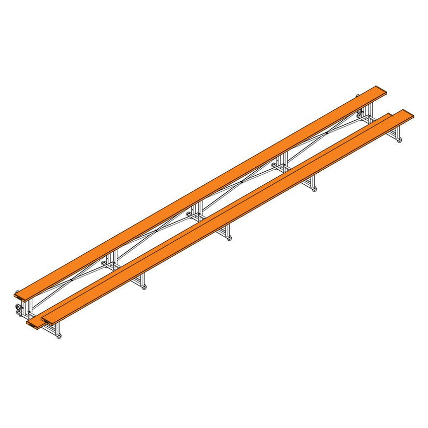 Jaypro Sports Bleacher - 2 Row - Tip & Roll, Single Foot Plank - 27' L, Powder Coated ( BLCH - 227TRGPC) - SchoolOutlet