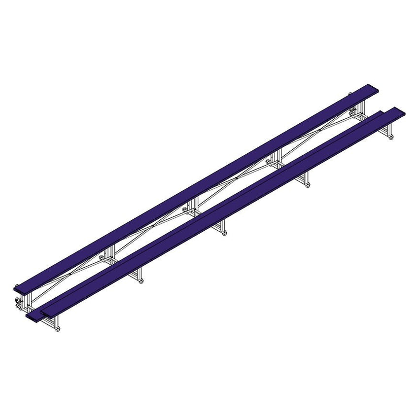 Jaypro Sports Bleacher - 2 Row - Tip & Roll, Single Foot Plank - 27' L, Powder Coated ( BLCH - 227TRGPC) - SchoolOutlet