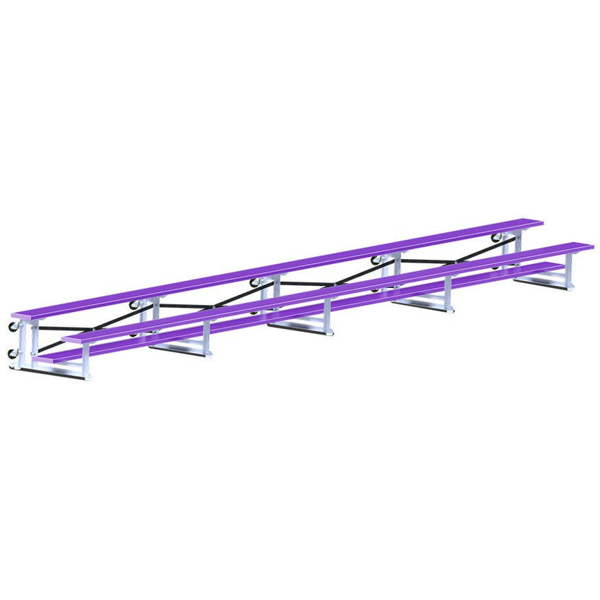 Jaypro Sports Bleacher - 2 Row - Tip & Roll, Single Foot Plank - 27' L, Powder Coated ( BLCH - 227TRGPC) - SchoolOutlet
