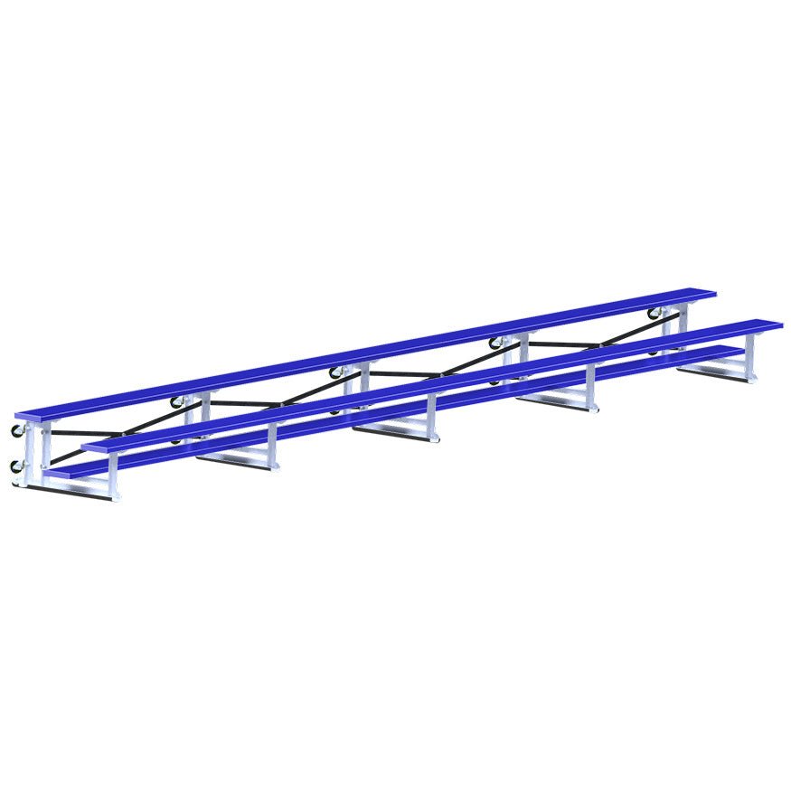 Jaypro Sports Bleacher - 2 Row - Tip & Roll, Single Foot Plank - 27' L, Powder Coated ( BLCH - 227TRGPC) - SchoolOutlet