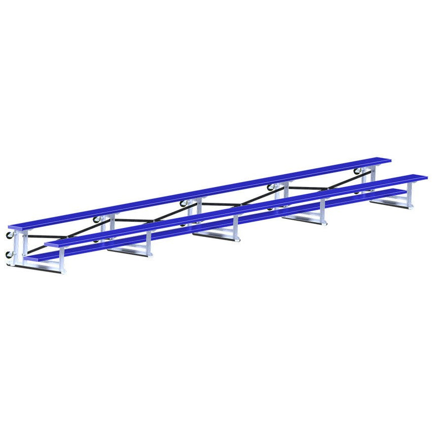 Jaypro Sports Bleacher - 2 Row - Tip & Roll, Single Foot Plank - 27' L, Powder Coated ( BLCH - 227TRGPC) - SchoolOutlet