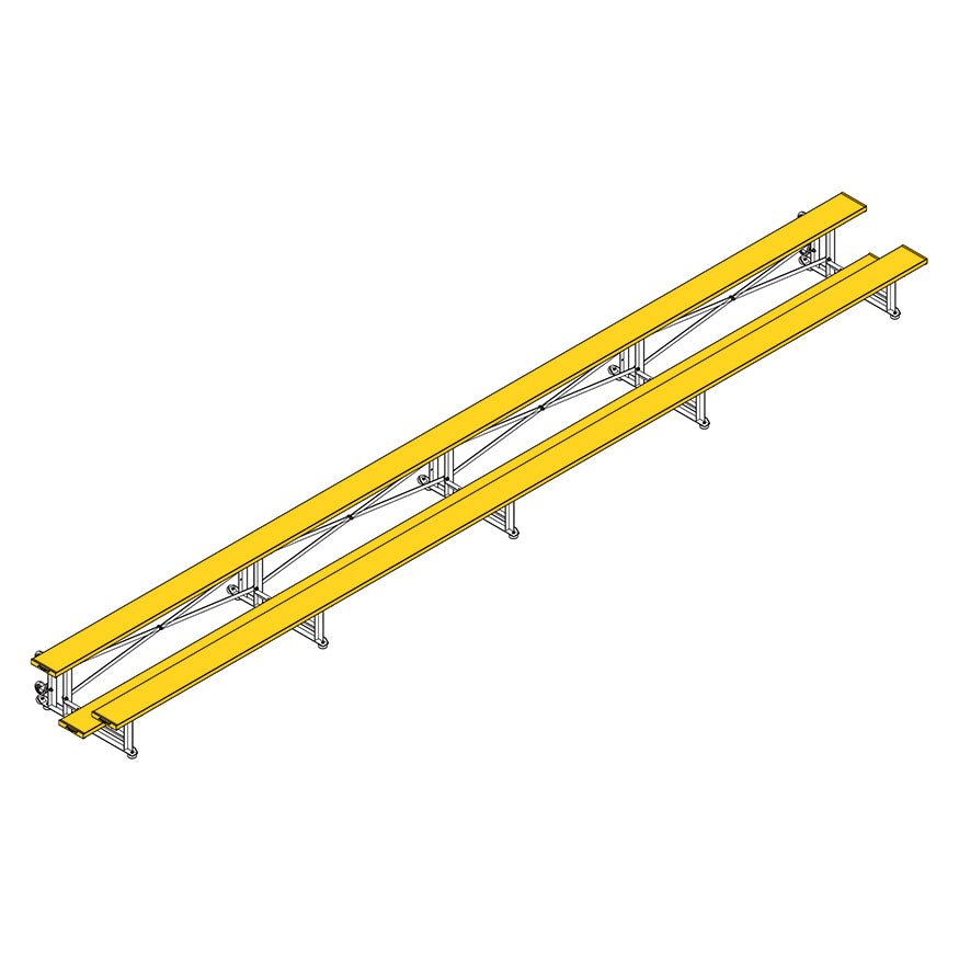 Jaypro Sports Bleacher - 2 Row - Tip & Roll, Single Foot Plank - 27' L, Powder Coated ( BLCH - 227TRGPC) - SchoolOutlet