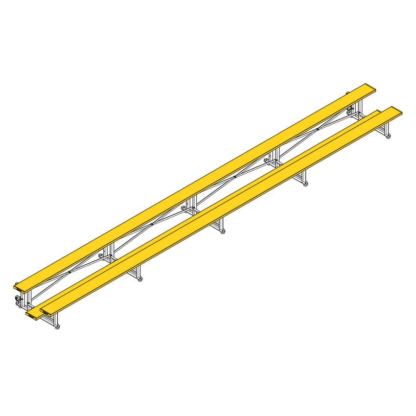 Jaypro Sports Bleacher - 2 Row - Tip & Roll, Single Foot Plank - 27' L, Powder Coated ( BLCH - 227TRGPC) - SchoolOutlet