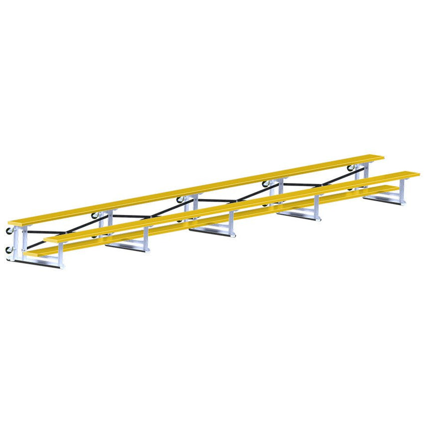 Jaypro Sports Bleacher - 2 Row - Tip & Roll, Single Foot Plank - 27' L, Powder Coated ( BLCH - 227TRGPC) - SchoolOutlet