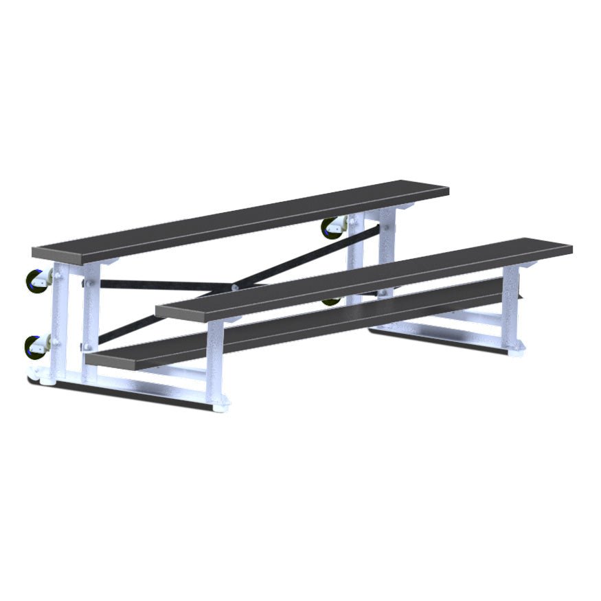 Jaypro Sports Bleacher - 2 Row - Tip & Roll, Single Foot Plank, Powder Coated - 7.5' L ( BLCH - 275TRGPC) - SchoolOutlet