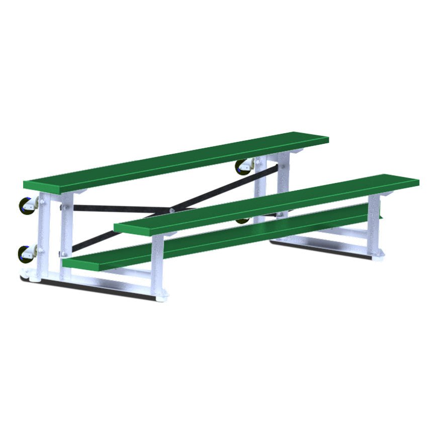 Jaypro Sports Bleacher - 2 Row - Tip & Roll, Single Foot Plank, Powder Coated - 7.5' L ( BLCH - 275TRGPC) - SchoolOutlet