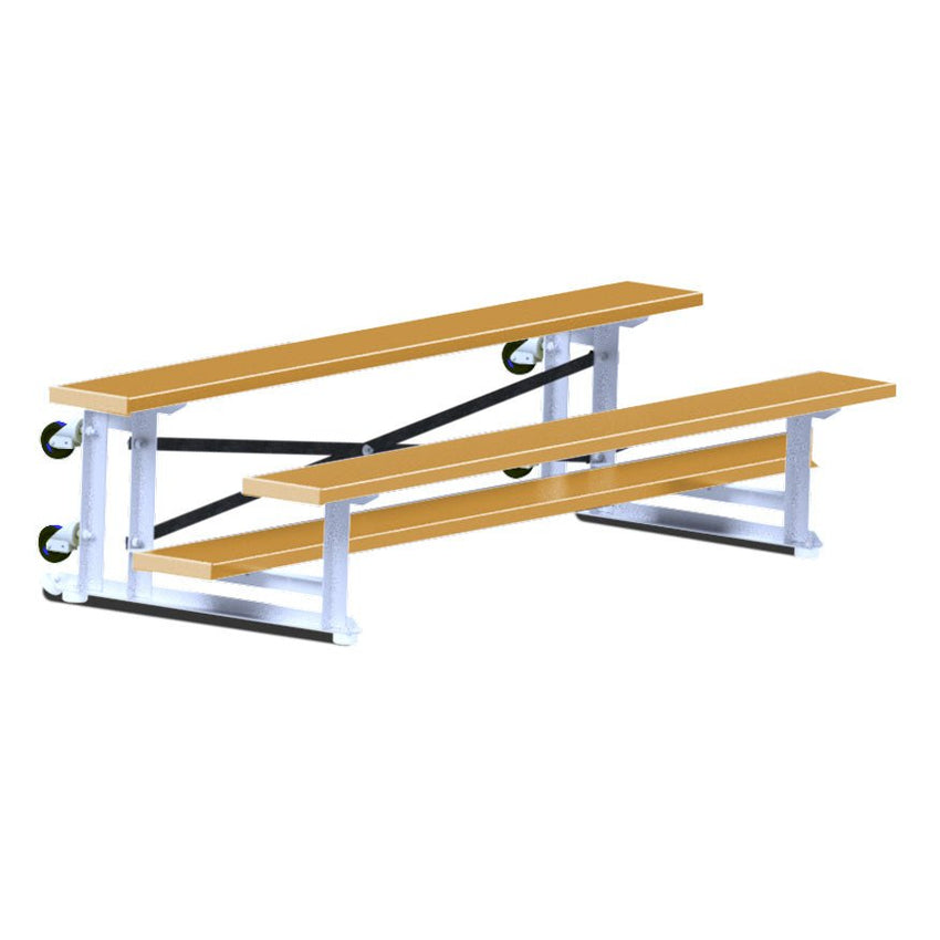 Jaypro Sports Bleacher - 2 Row - Tip & Roll, Single Foot Plank, Powder Coated - 7.5' L ( BLCH - 275TRGPC) - SchoolOutlet