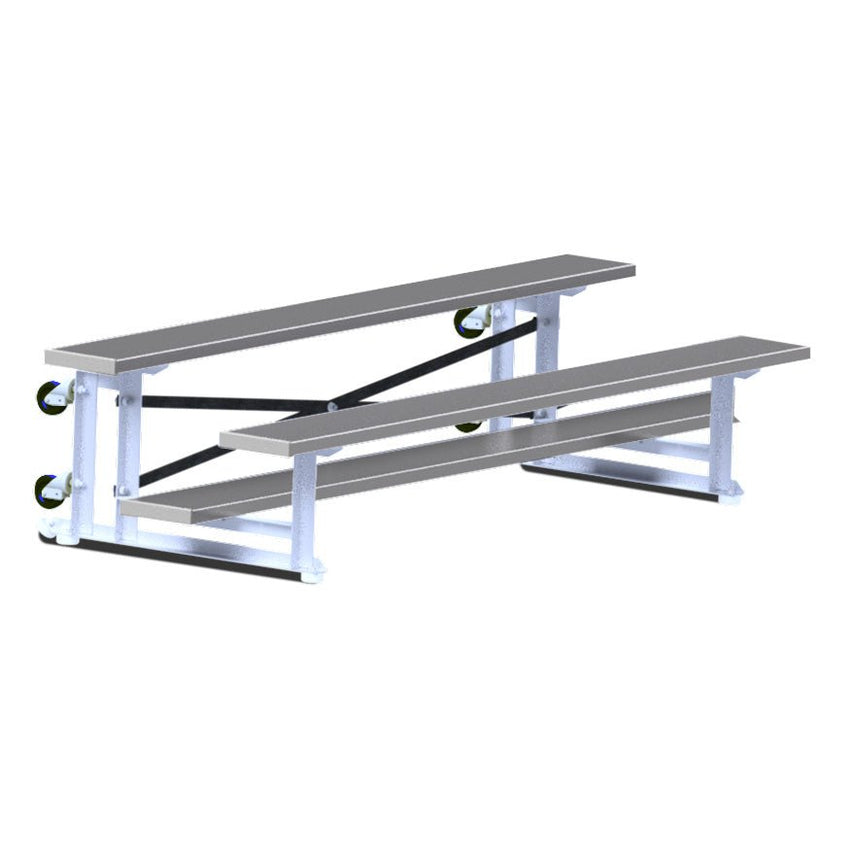 Jaypro Sports Bleacher - 2 Row - Tip & Roll, Single Foot Plank, Powder Coated - 7.5' L ( BLCH - 275TRGPC) - SchoolOutlet