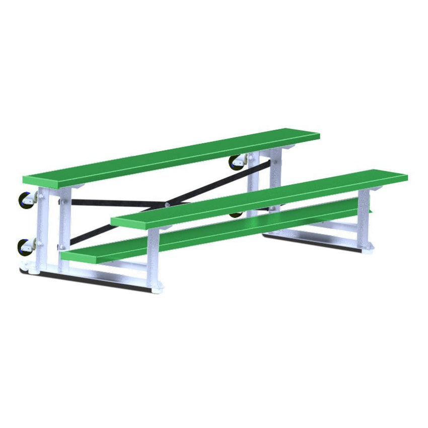 Jaypro Sports Bleacher - 2 Row - Tip & Roll, Single Foot Plank, Powder Coated - 7.5' L ( BLCH - 275TRGPC) - SchoolOutlet