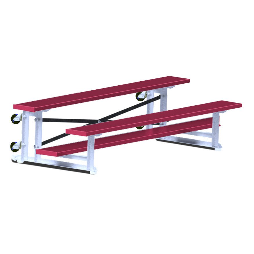 Jaypro Sports Bleacher - 2 Row - Tip & Roll, Single Foot Plank, Powder Coated - 7.5' L ( BLCH - 275TRGPC) - SchoolOutlet