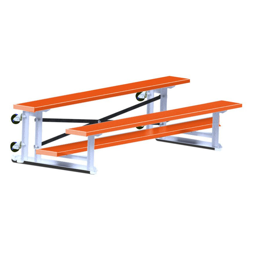 Jaypro Sports Bleacher - 2 Row - Tip & Roll, Single Foot Plank, Powder Coated - 7.5' L ( BLCH - 275TRGPC) - SchoolOutlet