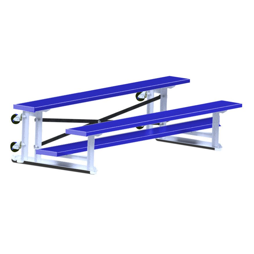 Jaypro Sports Bleacher - 2 Row - Tip & Roll, Single Foot Plank, Powder Coated - 7.5' L ( BLCH - 275TRGPC) - SchoolOutlet