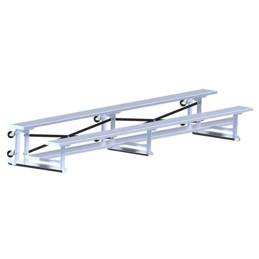 Jaypro Sports Bleacher - 2 Row - Tip & Roll, Single Foot Plank - 15' L (BLCH - 2TRG) - SchoolOutlet