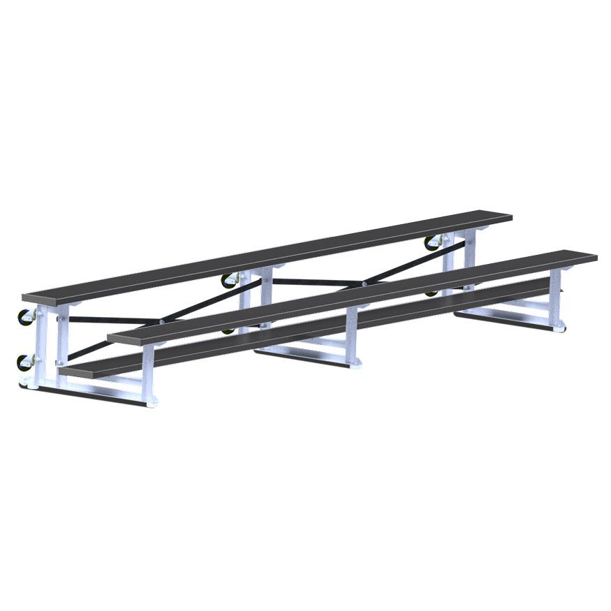 Jaypro Sports Bleacher - 2 Row - Tip & Roll, Single Foot Plank, Powder Coated - 15' L ( BLCH - 2TRGPC) - SchoolOutlet