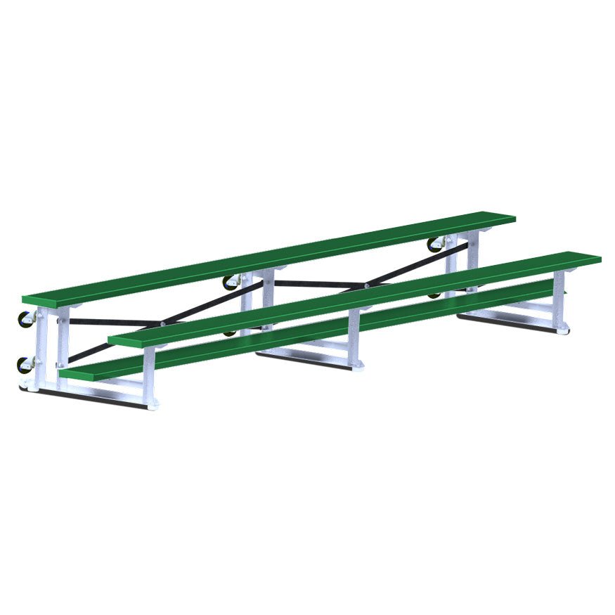 Jaypro Sports Bleacher - 2 Row - Tip & Roll, Single Foot Plank, Powder Coated - 15' L ( BLCH - 2TRGPC) - SchoolOutlet