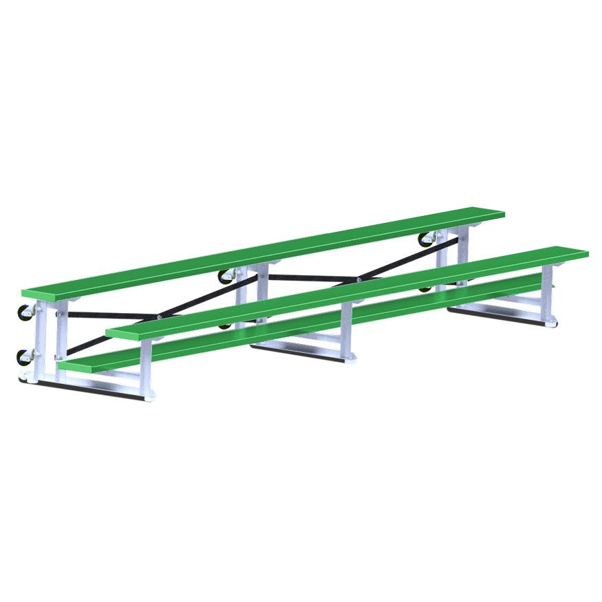 Jaypro Sports Bleacher - 2 Row - Tip & Roll, Single Foot Plank, Powder Coated - 15' L ( BLCH - 2TRGPC) - SchoolOutlet