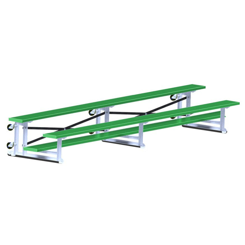 Jaypro Sports Bleacher - 2 Row - Tip & Roll, Single Foot Plank, Powder Coated - 15' L ( BLCH - 2TRGPC) - SchoolOutlet