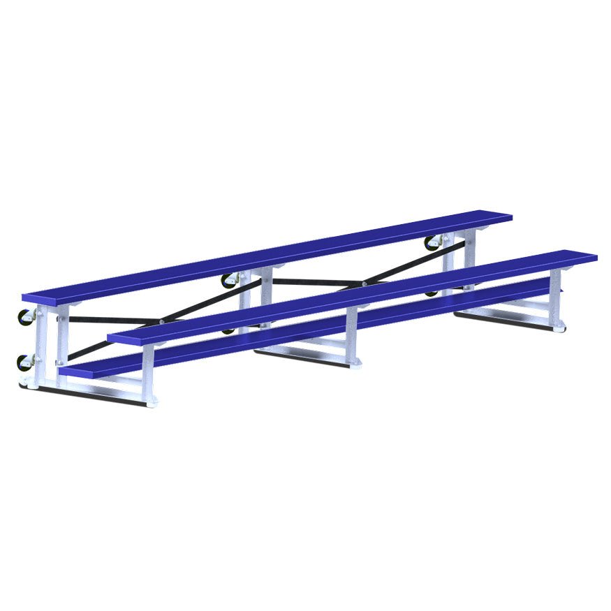 Jaypro Sports Bleacher - 2 Row - Tip & Roll, Single Foot Plank, Powder Coated - 15' L ( BLCH - 2TRGPC) - SchoolOutlet