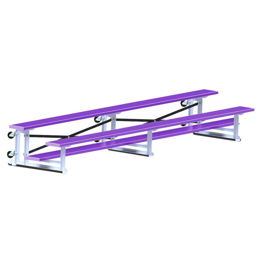 Jaypro Sports Bleacher - 2 Row - Tip & Roll, Single Foot Plank, Powder Coated - 15' L ( BLCH - 2TRGPC) - SchoolOutlet