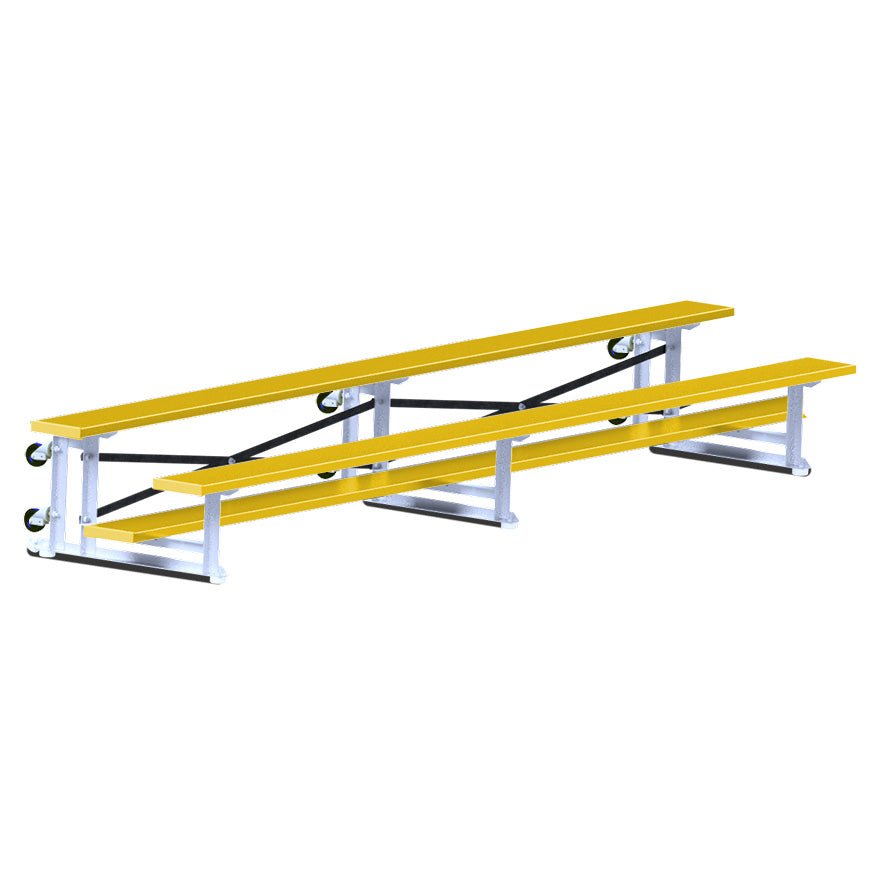 Jaypro Sports Bleacher - 2 Row - Tip & Roll, Single Foot Plank, Powder Coated - 15' L ( BLCH - 2TRGPC) - SchoolOutlet