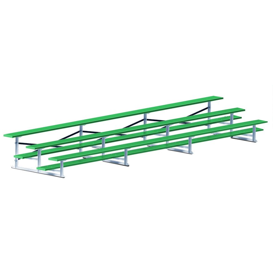Jaypro Sports Bleacher - 3 Row - Single Foot Plank, All Aluminum Bleachers, Powder Coated - 21' L (BLCH - 321ALPC) - SchoolOutlet
