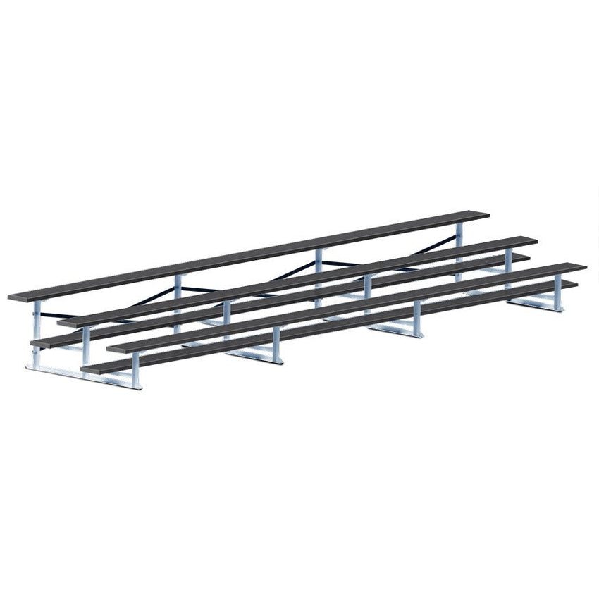 Jaypro Sports Bleacher - 3 Row - Single Foot Plank, Aluminum & Steel Bleachers, Powder Coated - 21' L (BLCH - 321PC) - SchoolOutlet