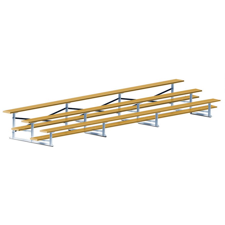 Jaypro Sports Bleacher - 3 Row - Single Foot Plank, Aluminum & Steel Bleachers, Powder Coated - 21' L (BLCH - 321PC) - SchoolOutlet