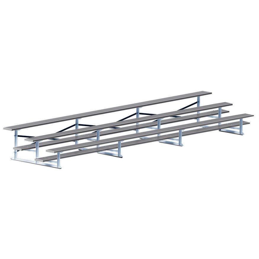 Jaypro Sports Bleacher - 3 Row - Single Foot Plank, Aluminum & Steel Bleachers, Powder Coated - 21' L (BLCH - 321PC) - SchoolOutlet