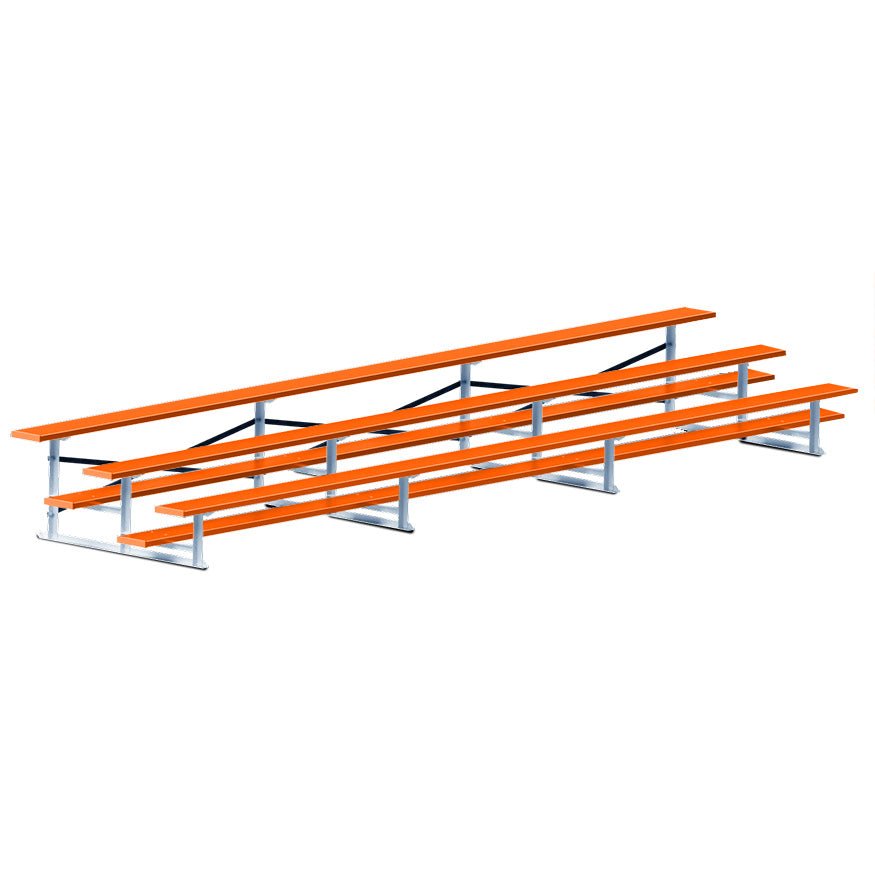 Jaypro Sports Bleacher - 3 Row - Single Foot Plank, Aluminum & Steel Bleachers, Powder Coated - 21' L (BLCH - 321PC) - SchoolOutlet