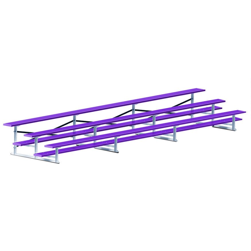 Jaypro Sports Bleacher - 3 Row - Single Foot Plank, Aluminum & Steel Bleachers, Powder Coated - 21' L (BLCH - 321PC) - SchoolOutlet