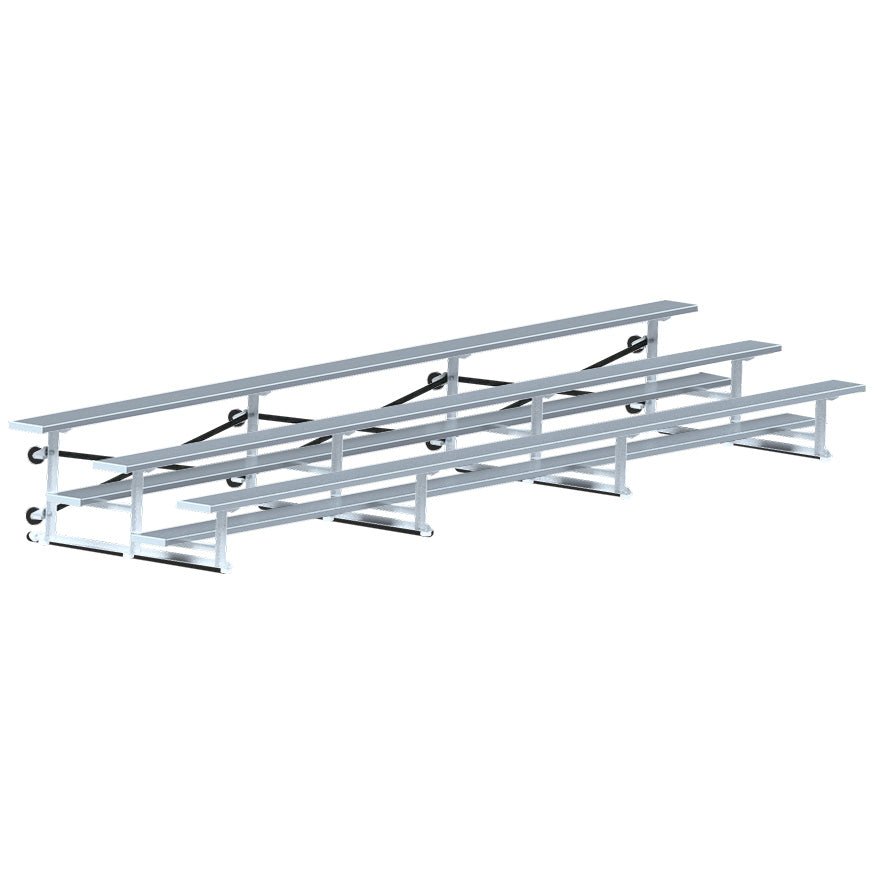 Jaypro Sports Bleacher - 3 Row - Tip & Roll, Single Foot Plank - 21' L (BLCH - 321TRG) - SchoolOutlet