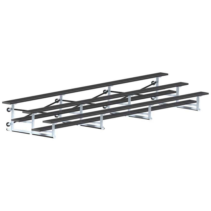 Jaypro Sports Bleacher - 3 Row - Tip & Roll, Single Foot Plank, Powder Coated - 21' L (BLCH - 321TRGPC) - SchoolOutlet