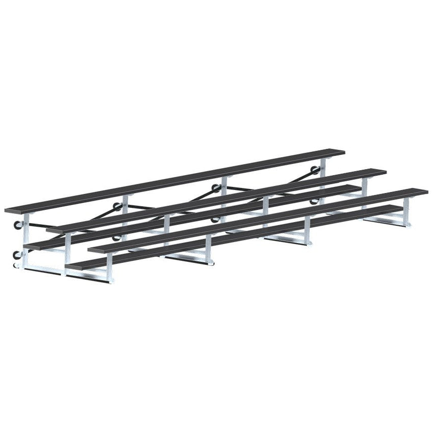 Jaypro Sports Bleacher - 3 Row - Tip & Roll, Single Foot Plank, Powder Coated - 21' L (BLCH - 321TRGPC) - SchoolOutlet