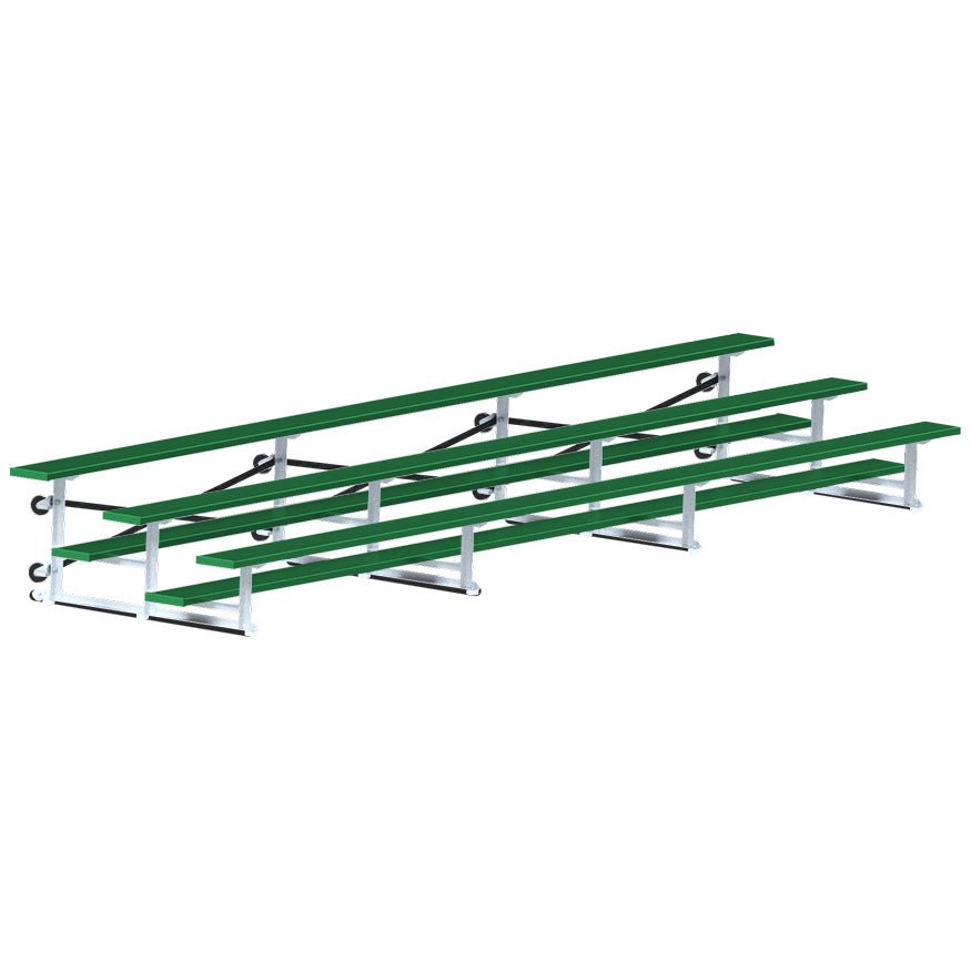 Jaypro Sports Bleacher - 3 Row - Tip & Roll, Single Foot Plank, Powder Coated - 21' L (BLCH - 321TRGPC) - SchoolOutlet