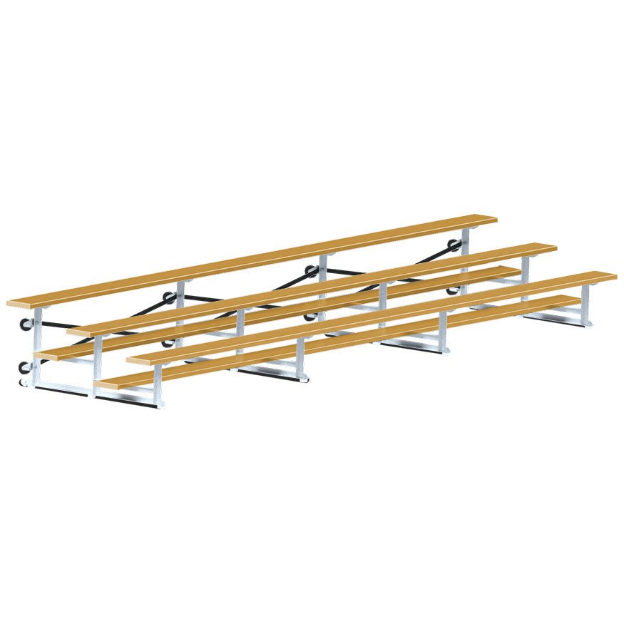 Jaypro Sports Bleacher - 3 Row - Tip & Roll, Single Foot Plank, Powder Coated - 21' L (BLCH - 321TRGPC) - SchoolOutlet