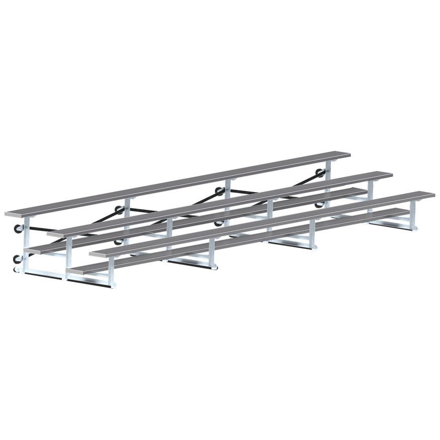 Jaypro Sports Bleacher - 3 Row - Tip & Roll, Single Foot Plank, Powder Coated - 21' L (BLCH - 321TRGPC) - SchoolOutlet