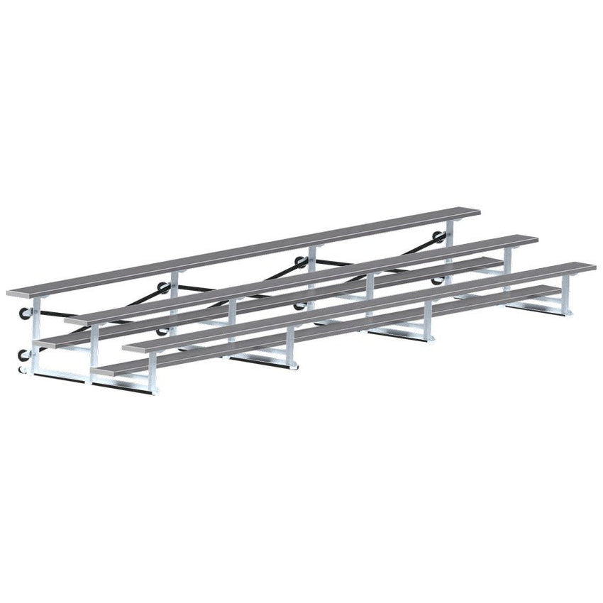 Jaypro Sports Bleacher - 3 Row - Tip & Roll, Single Foot Plank, Powder Coated - 21' L (BLCH - 321TRGPC) - SchoolOutlet