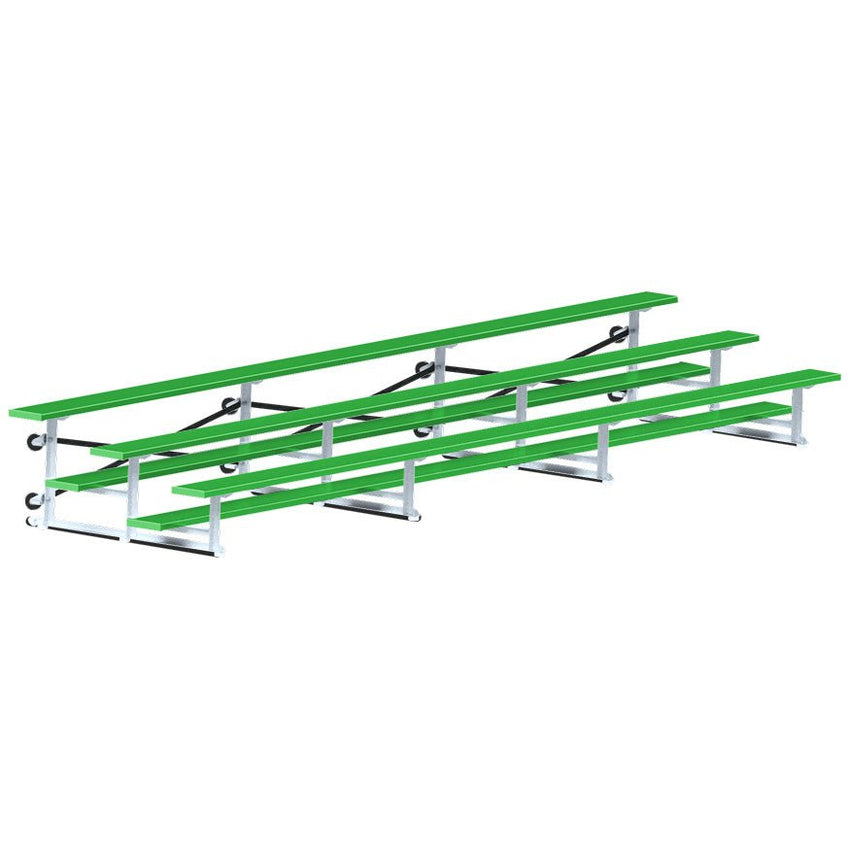 Jaypro Sports Bleacher - 3 Row - Tip & Roll, Single Foot Plank, Powder Coated - 21' L (BLCH - 321TRGPC) - SchoolOutlet