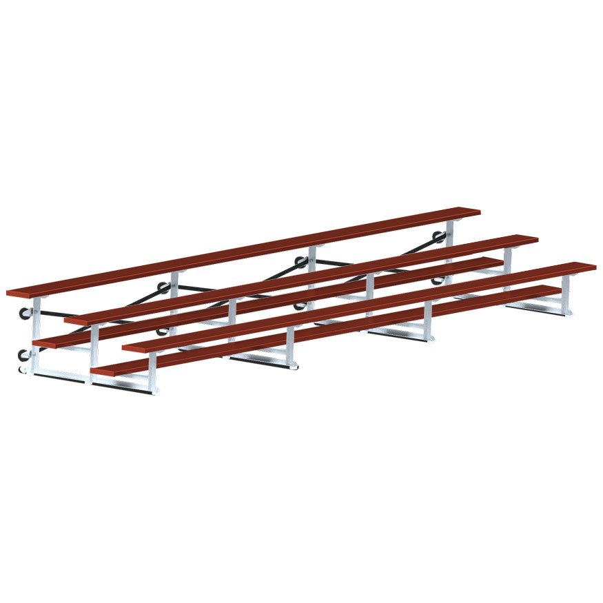 Jaypro Sports Bleacher - 3 Row - Tip & Roll, Single Foot Plank, Powder Coated - 21' L (BLCH - 321TRGPC) - SchoolOutlet