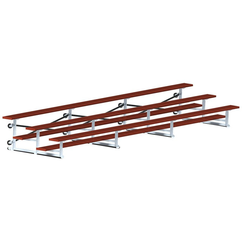 Jaypro Sports Bleacher - 3 Row - Tip & Roll, Single Foot Plank, Powder Coated - 21' L (BLCH - 321TRGPC) - SchoolOutlet