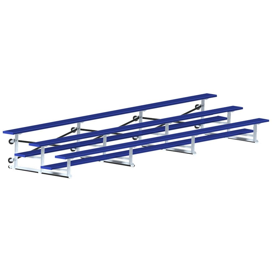 Jaypro Sports Bleacher - 3 Row - Tip & Roll, Single Foot Plank, Powder Coated - 21' L (BLCH - 321TRGPC) - SchoolOutlet