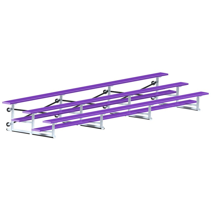 Jaypro Sports Bleacher - 3 Row - Tip & Roll, Single Foot Plank, Powder Coated - 21' L (BLCH - 321TRGPC) - SchoolOutlet