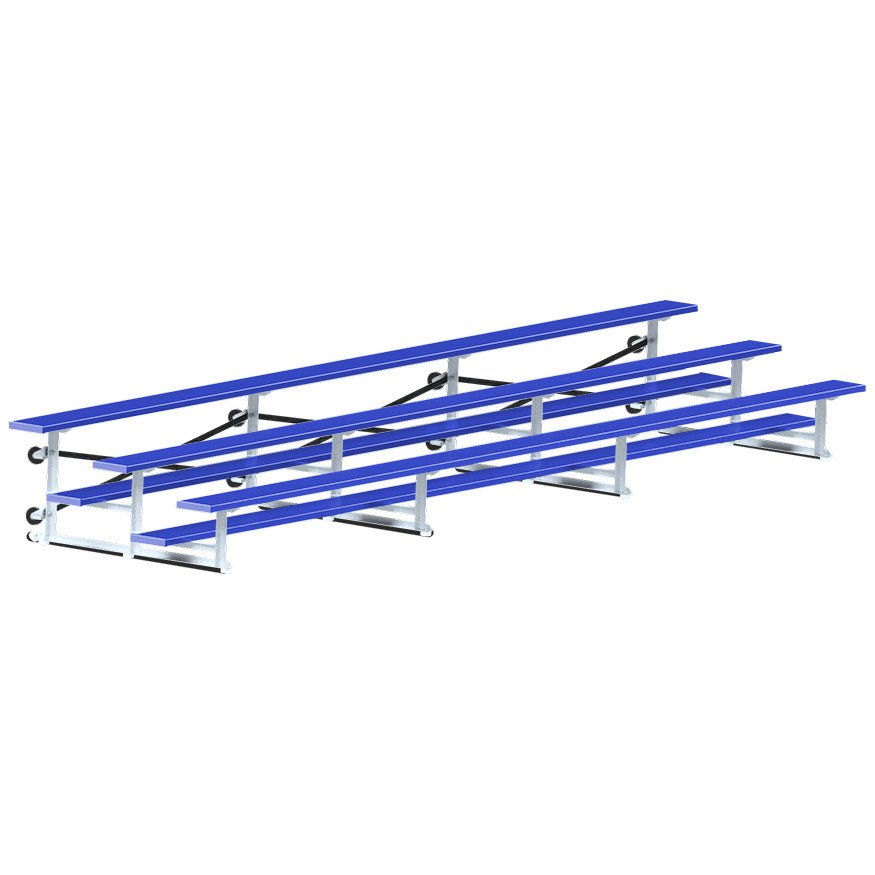 Jaypro Sports Bleacher - 3 Row - Tip & Roll, Single Foot Plank, Powder Coated - 21' L (BLCH - 321TRGPC) - SchoolOutlet