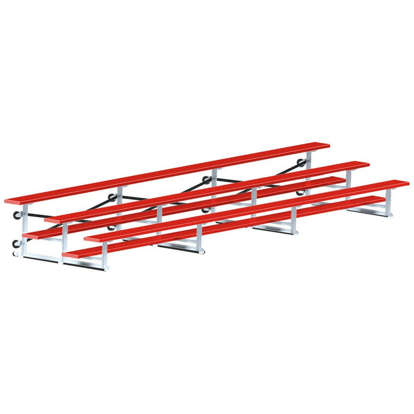Jaypro Sports Bleacher - 3 Row - Tip & Roll, Single Foot Plank, Powder Coated - 21' L (BLCH - 321TRGPC) - SchoolOutlet