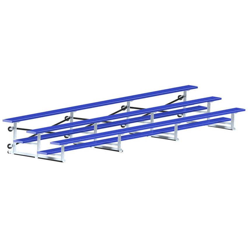 Jaypro Sports Bleacher - 3 Row - Tip & Roll, Single Foot Plank, Powder Coated - 21' L (BLCH - 321TRGPC) - SchoolOutlet